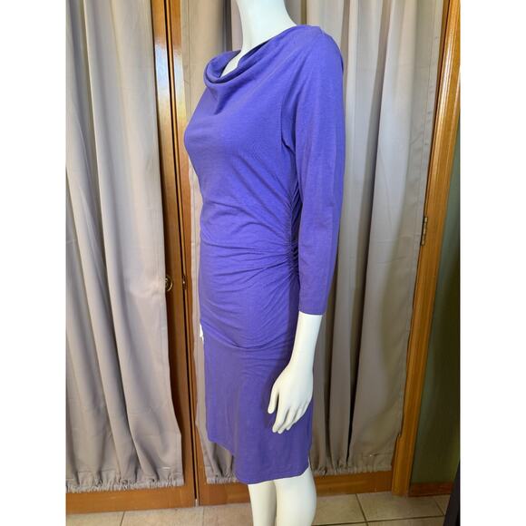 Patagonia Purple Ruched Knit Dress 3/4 Sleeve Sz S Small Organic Cotton Blend - Picture 2 of 8
